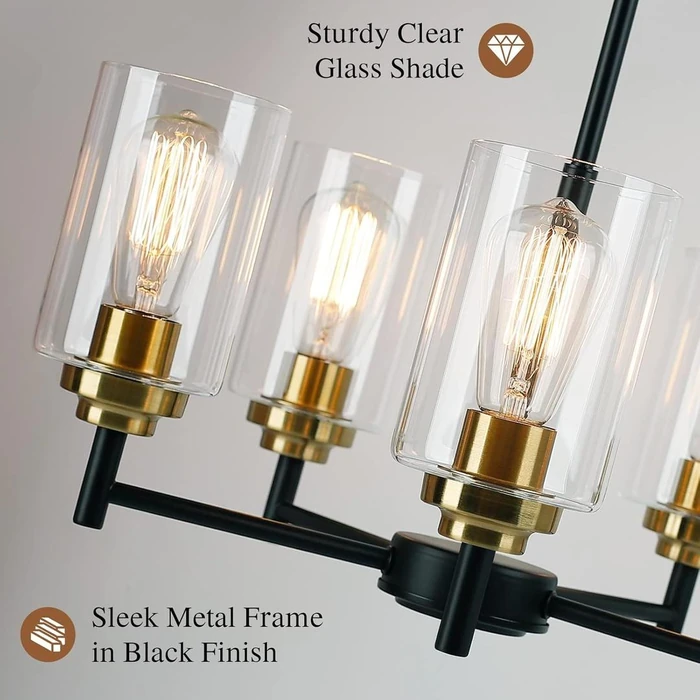 Sucolite 5-Light Chandelier with Clear Glass Shades 3358-P5 - Black/Gold by Sucolite - Image 3