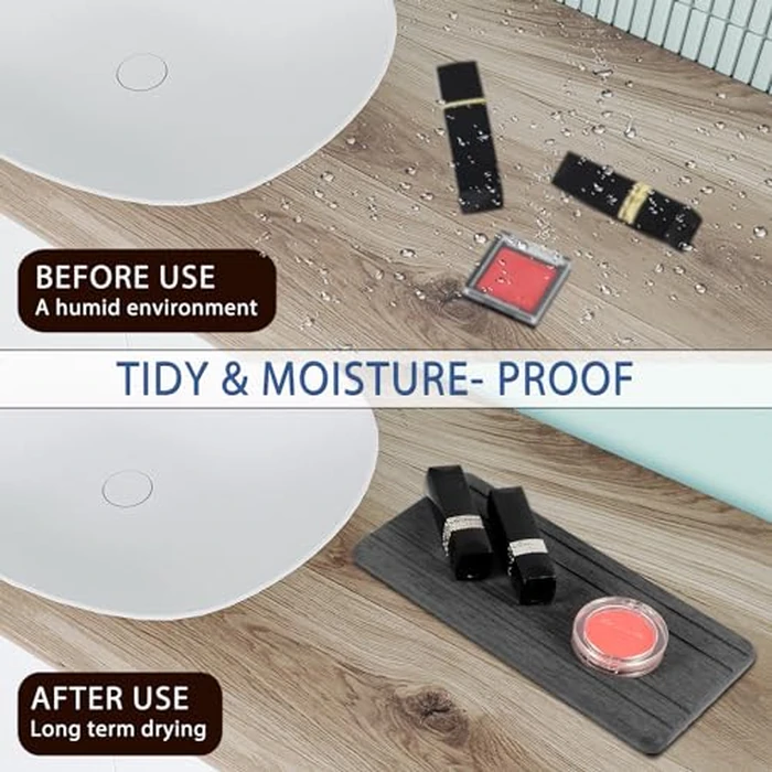 3PCS Water Absorbing Stone Tray, DryingNeat Diatomite Stone Sink Tray, Instant Dry Sink Coasters, Kitchen Sponge Hand Soap Holder, Countertop Fast Drying Counter Trays,8 * 4inch and 4 * 4inch by Lyxel - Image 3