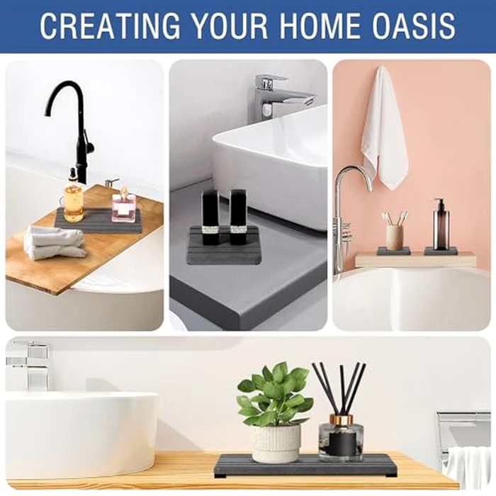 3PCS Water Absorbing Stone Tray, DryingNeat Diatomite Stone Sink Tray, Instant Dry Sink Coasters, Kitchen Sponge Hand Soap Holder, Countertop Fast Drying Counter Trays,8 * 4inch and 4 * 4inch by Lyxel - Image 7