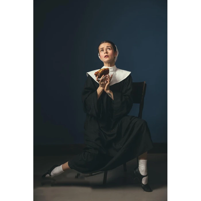 Esaleely Halloween Nun Costume for Women Cosplay Costume Dress Outfit Nun Habit with Nun Hat&White Collar& Cross Pendant (S) by Esaleely - Image 5