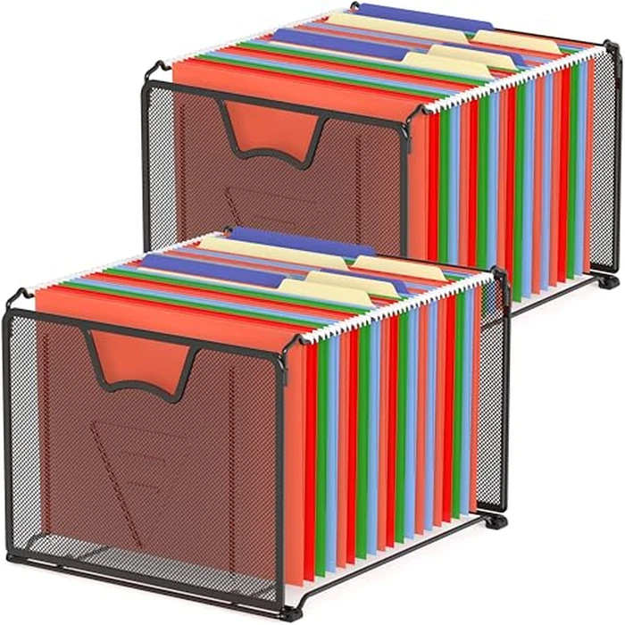 Simple Houseware Mesh Hanging File Folder Organizer 15.25" D x 12.75" W , 2 Packs, Black by Simple Houseware - Used - Very Good condition - US$21.37