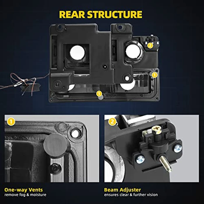 DWVO LED DRL Headlights Assembly Compatible with 1990-1999 Chevy Silverado C/K 1500 2500 3500/Suburban/Tahoe/GMC Yukon Headlamp Replacement Pair with Daytime Running Light by DWVO - Image 3