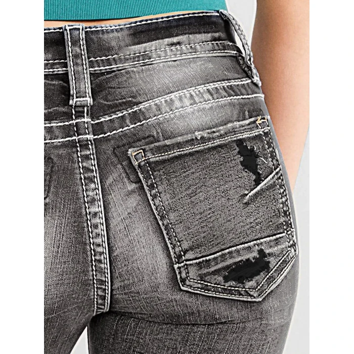 Flamingals Women's Denim Capri Jeans for Women Mid Rise Skinny Capri Pants Gray S by Flamingals - Image 4