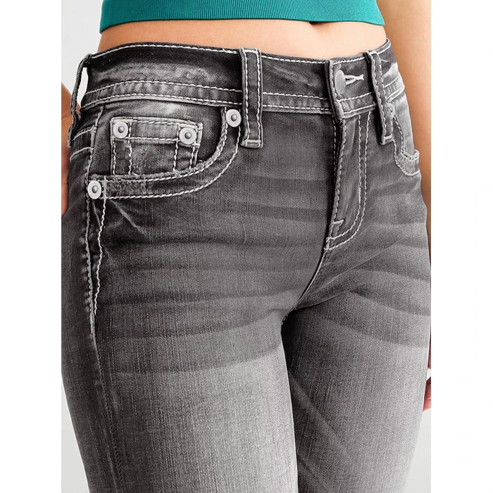 Flamingals Women's Denim Capri Jeans for Women Mid Rise Skinny Capri Pants Gray S by Flamingals - Image 5