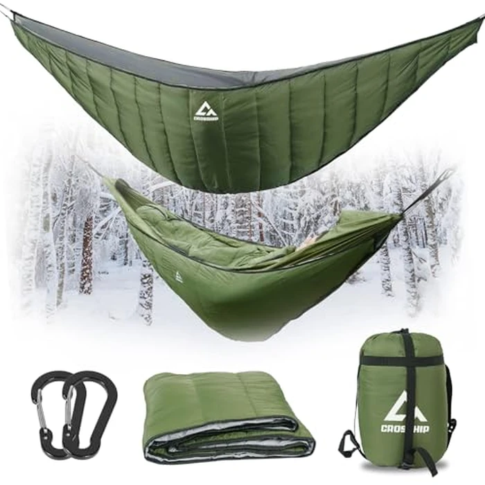 CROSSHIP Hammock Underquilt for Camping - Full Length Orange Lightweight Warm Quilt for 3-4 Seasons (41-68 degreesF) - Soft & Durable for Hiking, Backpacking, Beach, Travel - Holds Up to 500lbs by CROSSHIP - Image 1