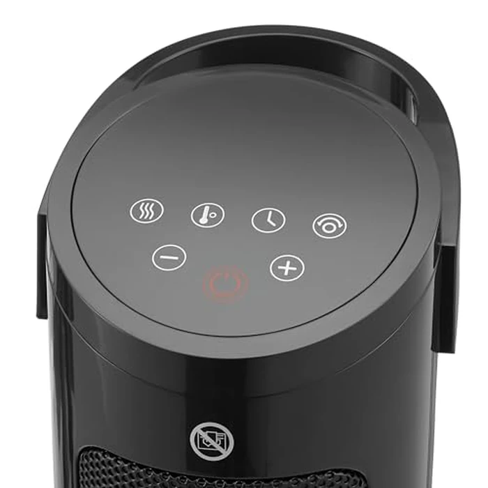 Amazon Basics 71 Cm Oscillating Tower Heater, With Over-Heat and Tip-Over Protection, 2 Heat Settings and Fan Mode, Timer, Remote Control, LED Display, 1500W, Black, 9.4"D x 9.4"W x 28.6"H by Amazon Basics - Image 4