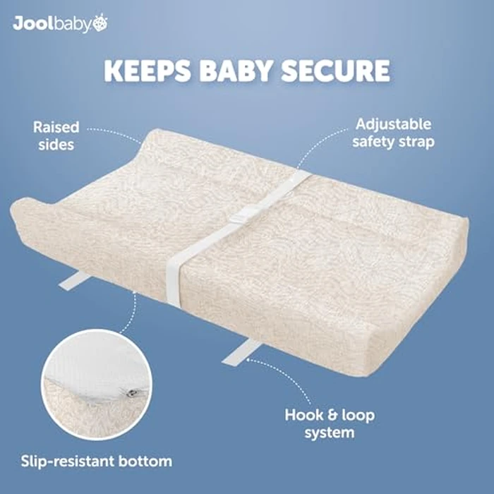 Jool Baby Serenity Soft Changing Pad + Washable Cover, Non-Slip - Fits Standard Changing Tables & Dressers (Wave Pattern, Oatmilk) by Jool Baby - Image 5