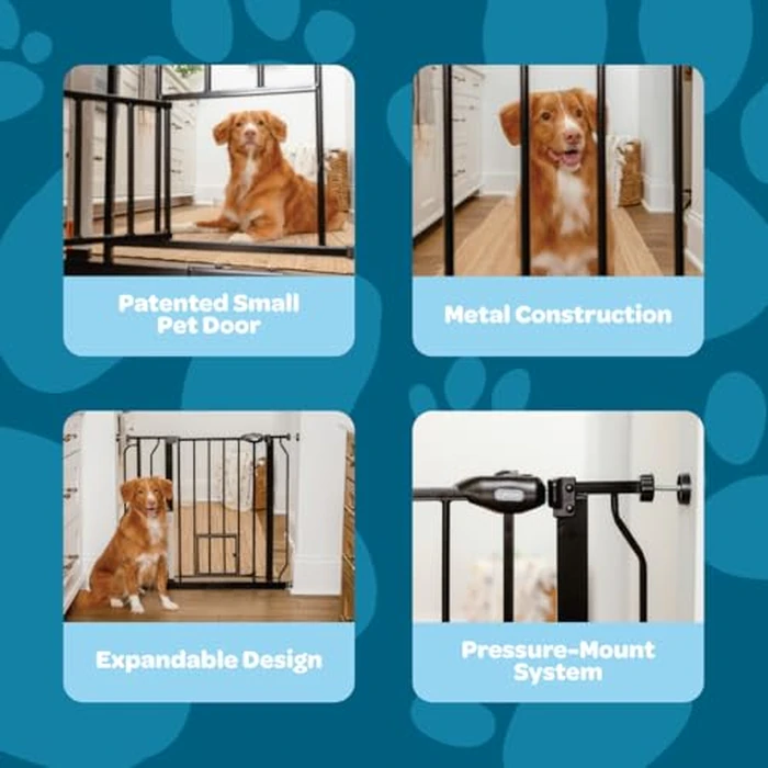 Carlson Extra Wide Walk Through Pet Gate with Small Pet Door, Includes 4-Inch Extension Kit, Pressure Mount Kit and Wall Mount Kit, Black by Carlson Pet Products - Image 3