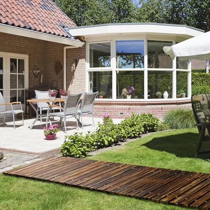 RELIANCER 8' Wooden Garden Pathway,Outdoor Roll Out Cedar Straight Walkway,Patio Path Decorative Garden Boardwalk Walkways,Weather-Resistant Roll Up Beach Wood Road Floor,Wedding Party Pathways by RELIANCER - Image 8