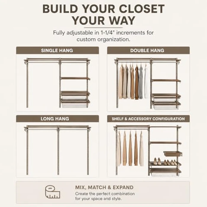 Closet Culture by Knape & Vogt 23" Basket Surround Kit, Sliding Closet Organizer Frame with Roller Slides and Brackets, Champagne Nickel Finish by Knape & Vogt - Image 3