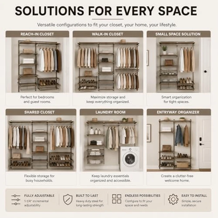 Closet Culture by Knape & Vogt 23" Basket Surround Kit, Sliding Closet Organizer Frame with Roller Slides and Brackets, Champagne Nickel Finish by Knape & Vogt - Image 7