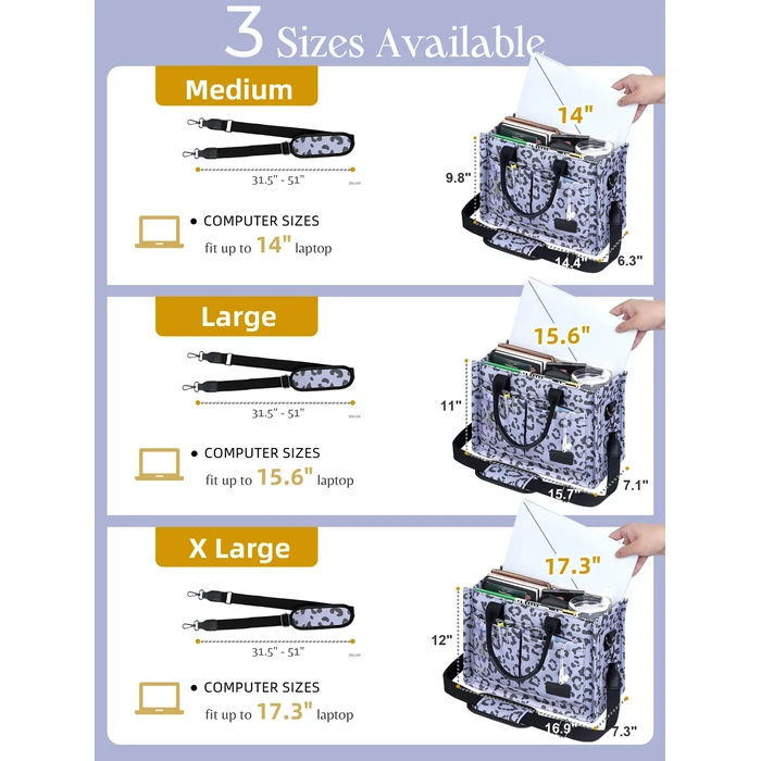 FIORETTO Canvas Tote Bag for Women with Zipper Closure & Individual Compartments for Work College for Teacher & Nurse Leopard Gray M by FIORETTO - Image 10