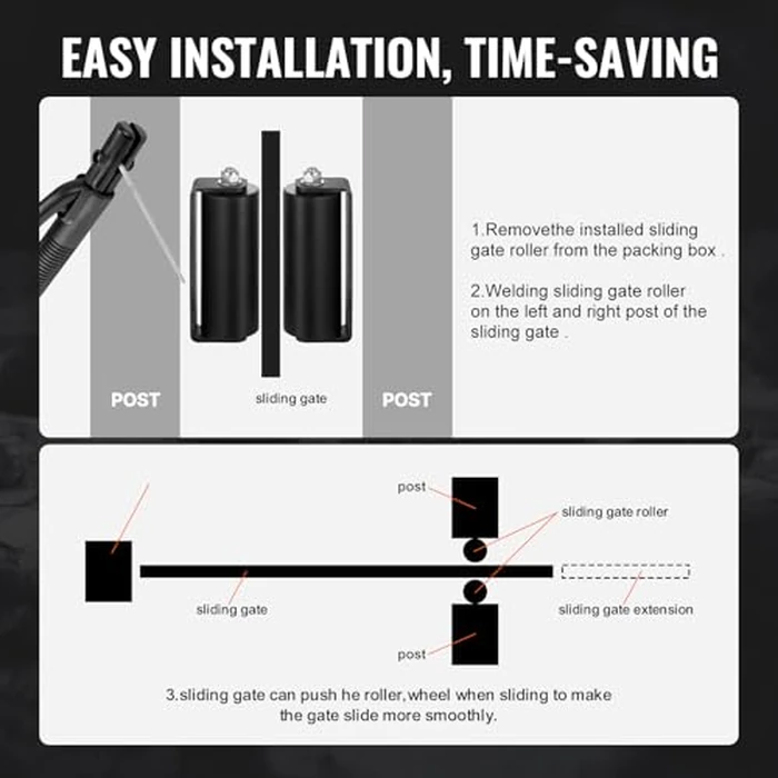 VEVOR Sliding Gate Kit, 6” Rolling Gate Hardware Kit C-Type Bracket, Heavy Duty Sliding Gate Rollers for Connect Tracks Door Frames,Sliding Gate Guide Roller for Sliding Gates and Rolling Door,Black by VEVOR - Image 6
