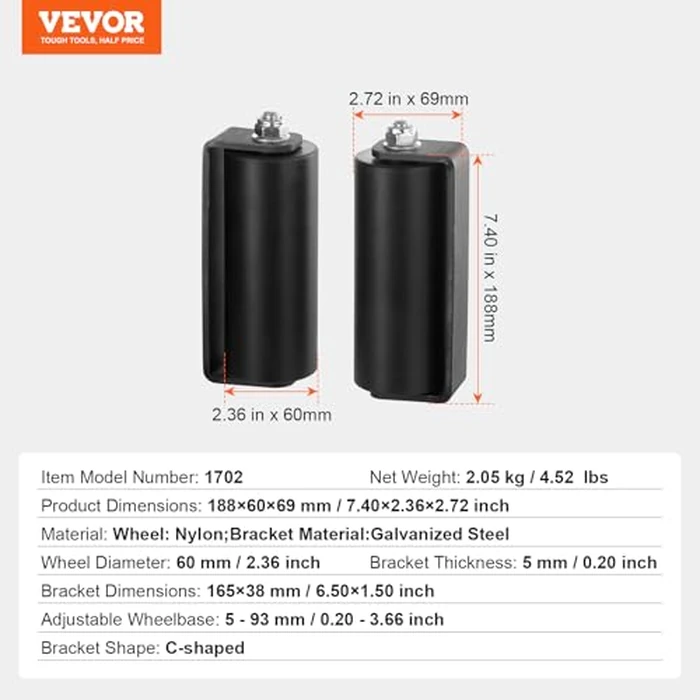 VEVOR Sliding Gate Kit, 6” Rolling Gate Hardware Kit C-Type Bracket, Heavy Duty Sliding Gate Rollers for Connect Tracks Door Frames,Sliding Gate Guide Roller for Sliding Gates and Rolling Door,Black by VEVOR - Image 7
