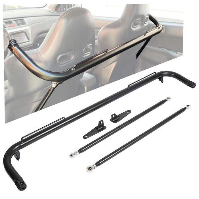ECOTRIC 49" Universal Iron Racing Safety Seat Belt Chassis Roll Harness Bar Rod Black Compatible with Ford Honda Mitsubishi and more, Works with All 4-Point, 5-Point and 6-Point Seat Belts by ECOTRIC - Image 1