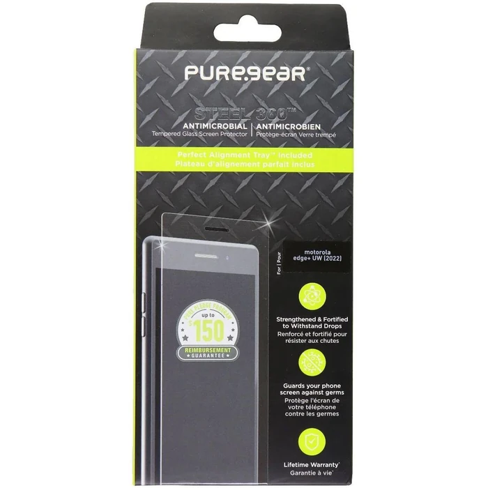PureGear Steel 360 Tempered Glass Screen Protector for Motorola Edge+ 5G UW (2022) - Clear by PureGear - Refurbished - Brand New condition