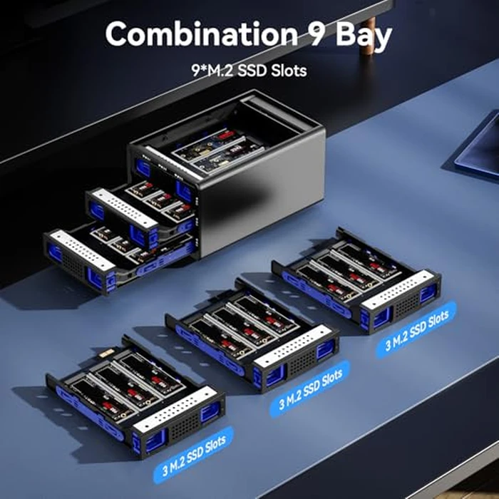 CENMATE 3*3 M / B+M Key M.2 NVMe Enclosure with Cooling Fan and USB A/C 3.2 Gen 2 (10Gbps), Hard Drive Enclosure Support 72TB(3*3*8TB 2230/2242/2260/2280/22110 SSDs) by cenmate - Image 4