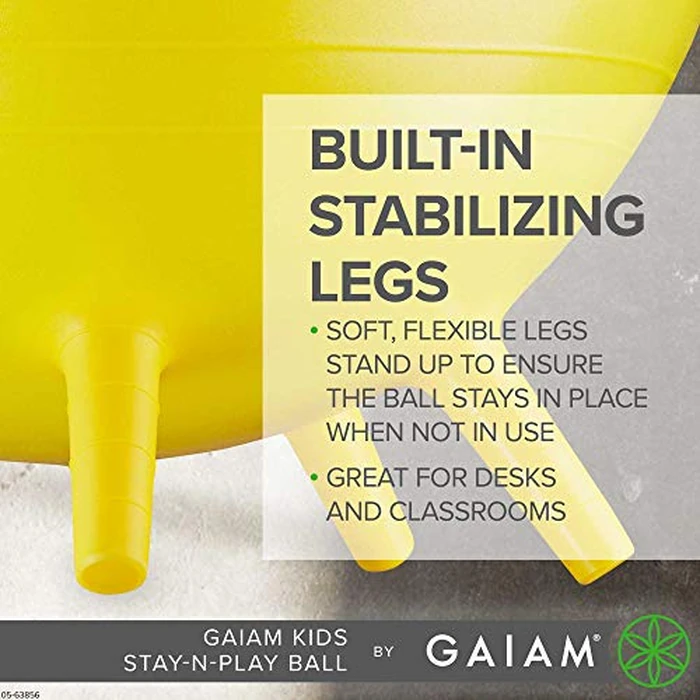 Gaiam Kids Stay-N-Play Children's Balance Ball - Flexible School Chair Active Classroom Desk Alternative Seating Built-In Stay-Put Soft Stability Legs, Includes Air Pump by Gaiam - Image 3