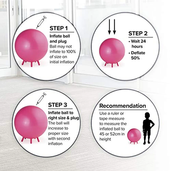 Gaiam Kids Stay-N-Play Children's Balance Ball - Flexible School Chair Active Classroom Desk Alternative Seating Built-In Stay-Put Soft Stability Legs, Includes Air Pump by Gaiam - Image 5