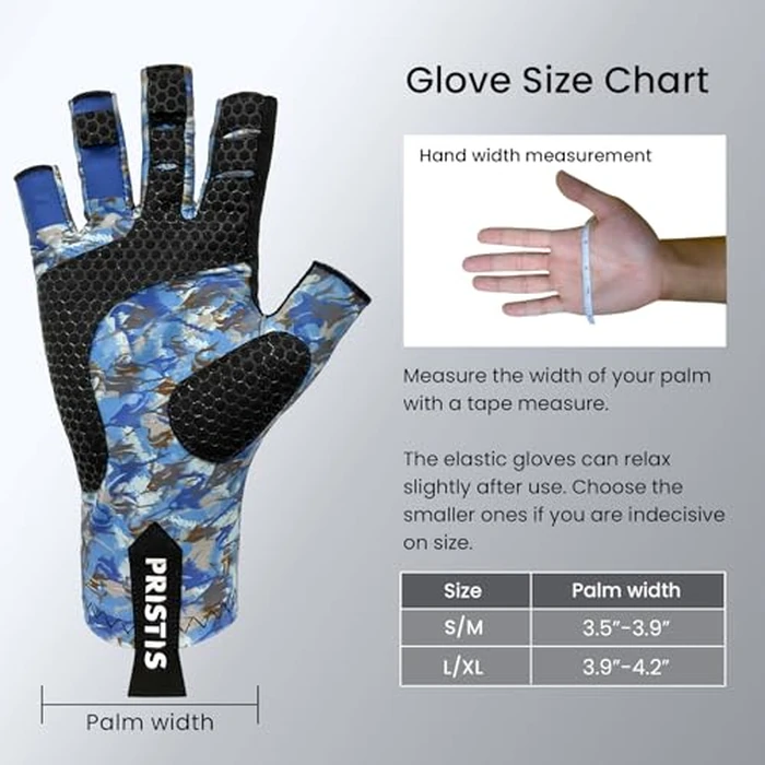 Pristis Half-Finger Fishing Gloves, UPF 50+ Breathable Quick Drying Fingerless Sun Gloves for Women Men, Fly Fishing Hunting Paddling Sailing Kayaking Hiking Canoeing Cycling (Snow CAMO, L-XL) by Pristis - Image 5