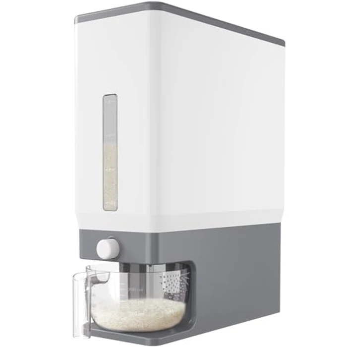 Lifewit Large Rice Dispenser Container 25.4 Lbs, Airtight Cereal Storage Containers with Measuring Cup, Sealed Moisture Proof Rice Bucket, Dry Food Grain Flour Soybean for Kitchen Household, BPA-Free by Lifewit - Used - Acceptable condition