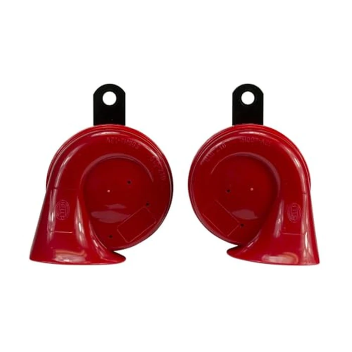 HELLA 007424801 Twin Trumpet High/Low Tone 12V Horn Kit with Bracket, Red by Hella - Used - Very Good condition
