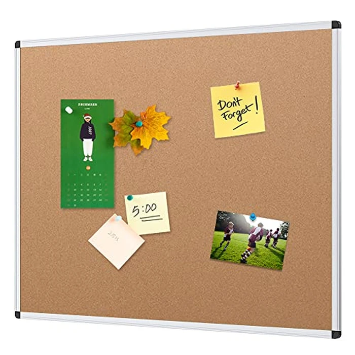 VIZ-PRO Cork Notice Board, 48 X 36 Inches, Cork Bulletin Board with Silver Aluminium Frame by VIZ-PRO - Used - Very Good condition