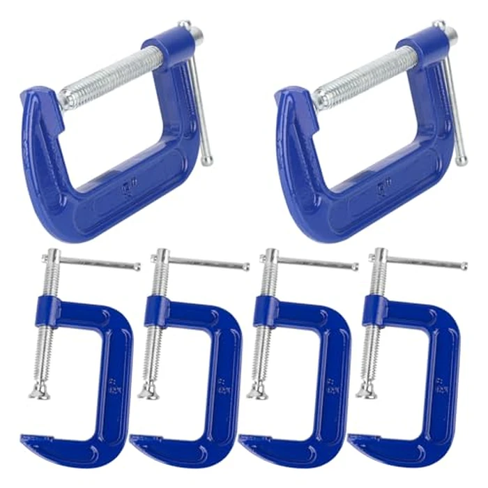 Biugaaufai 6 Pack 3 Inch Blue C-Clamp - Heavy Duty Iron C Clamps, C-Clamp for Woodworking, Brake Calipers, Maintain, Building, DIY Project by Biugaaufai - Used - Very Good condition