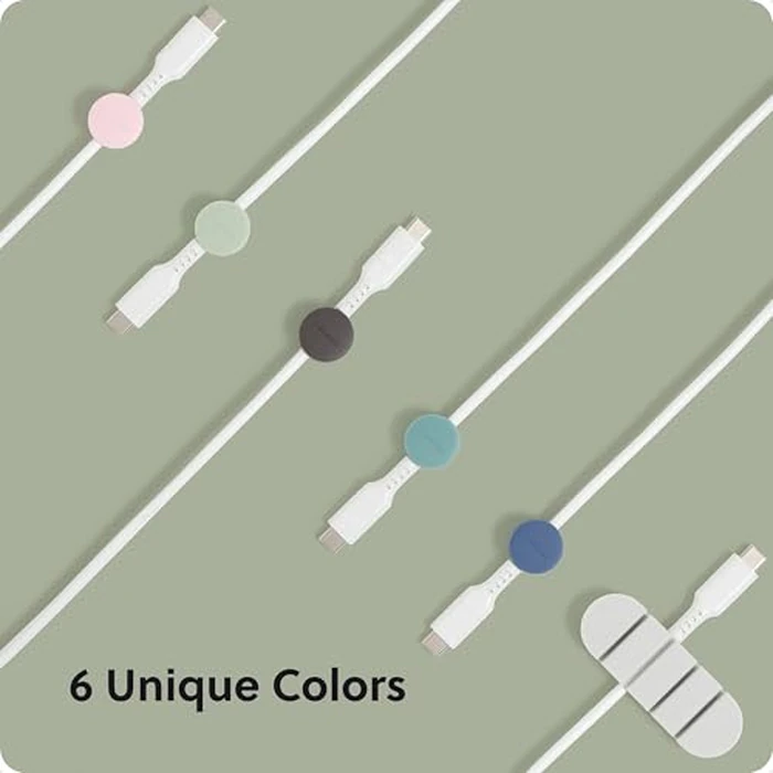 U Brands Tech Classics Silicone Cable Organizer Clips 15 Pack, Cord Management Clips in Assorted Colors, Adhesive Cable Holders for Desk, Office, and Travel Organization by U Brands - Image 6