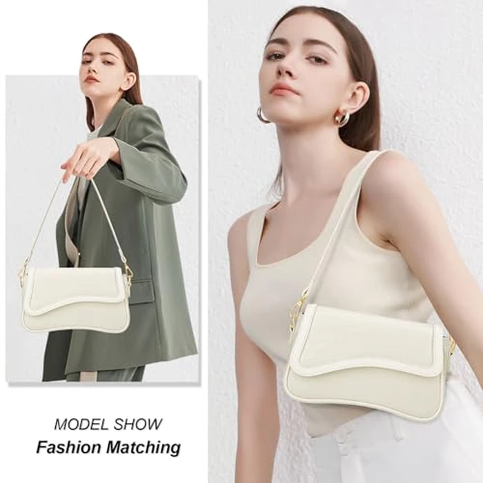 KKXIU Shoulder Bag for Women Small Clutch Purses Cute Hobo Handbag Trendy Underarm Bag-S,Beige by KKXIU - Image 2