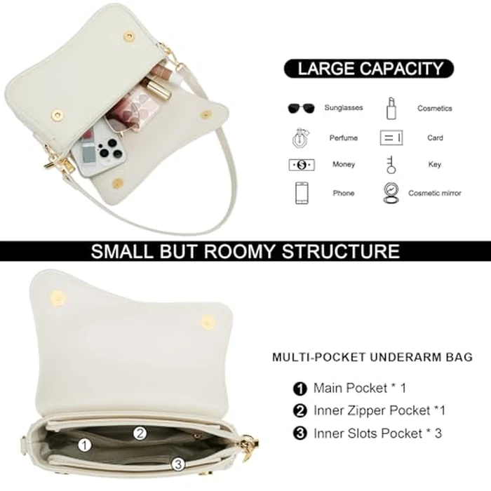 KKXIU Shoulder Bag for Women Small Clutch Purses Cute Hobo Handbag Trendy Underarm Bag-S,Beige by KKXIU - Image 4