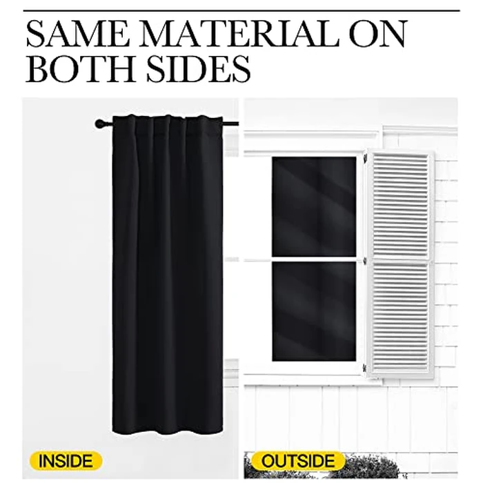 NICETOWN Black Blackout Curtains 2 Panels 72 Inches Long for Kitchen/Bedroom Window - Room Darkening Light Reducing Halloween Long Window Drape for Living Room and Bathroom Covers, W34 x L72, 2 Pieces by NICETOWN - Image 6