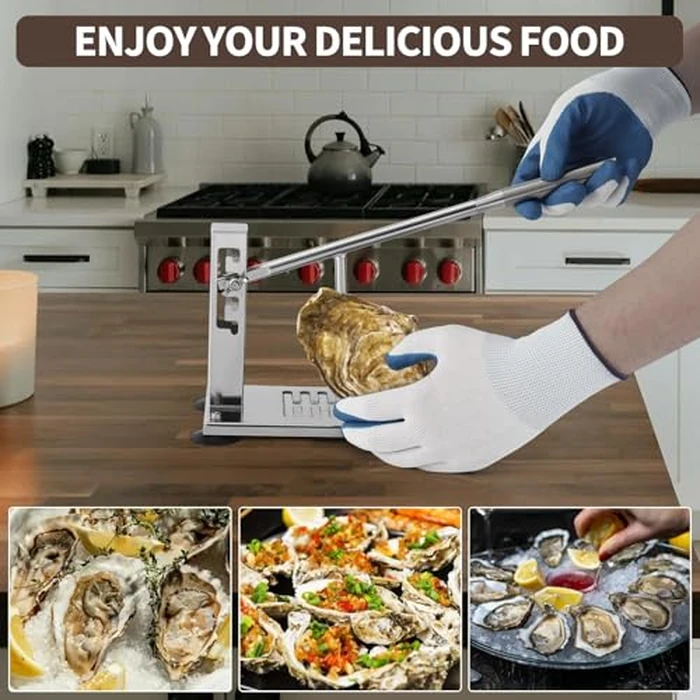 Stainless Steel Oyster Shucker Tool Oyster Opener Machine, Adjustable 4-Level Height, Oyster Clam Opener Tool Set Including Knife, Glove & g-Clip, Shucking Tool Kit for Hotel Buffet and Home by EliteEdge - Image 8