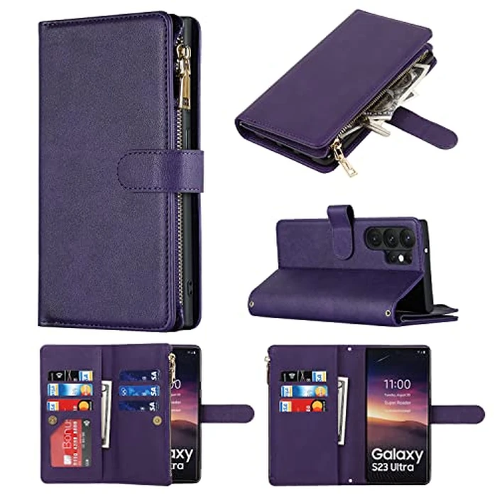 Cavor for Samsung S23 Ultra Case Wallet,for Samsung Galaxy S23 Ultra Wallet Case,Phone Case for S23 Ultra Crossbody Case with Strap,Leather Kickstand Zippe Pocket Shockproof Cover,Purple by Cavor - Image 7