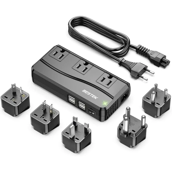 BESTEK 250W Power Converter 3-Outlet and 4-Port USB Travel Voltage Transformer 220V to 110V with Type G/D/M/AU/US Travel Plug Adapters by BESTEK - Used - Like New condition - US$28.84