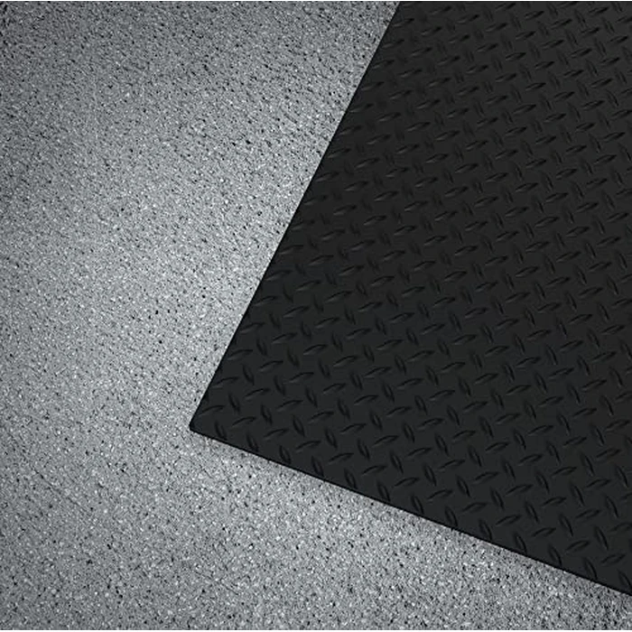 WorkForce Vinyl Diamond Plate Commercial Grade Matting, 1/8" x 24" x 8', Black w/Yellow Border by Workforce - Image 6