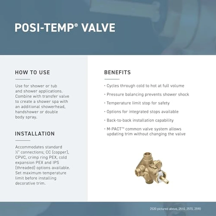 Moen Gibson Chrome Posi-Temp Pressure-Balancing Modern Shower Handle Only Trim, Valve Required, T2901BN by Moen - Image 5