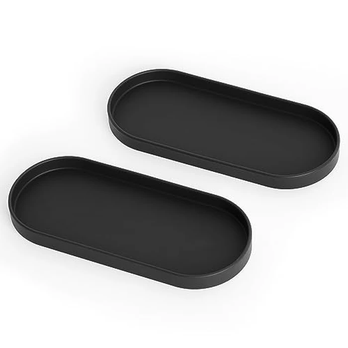 Lazy K Silicone Tray - Small Vanity Tray Organizer - Spoon Rest Holder - Kitchen Sink, Bathroom, Multi-Purpose Modern Counter Organizer (Black) by Lazy K - Used - Like New condition