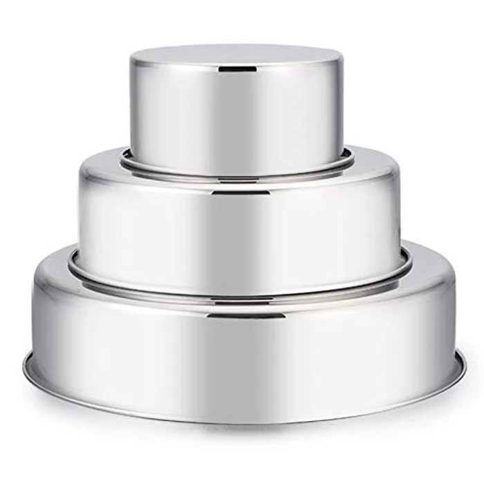 Cake Pan Set of 3 (4 inch/6 inch/8 inch), E-far Stainless Steel Small Round Layer Cake Baking Pans, Perfect for Tier Smash Cake, Non-Toxic & Healthy, Mirror Finish & Dishwasher Safe by E-far - Used - Very Good condition