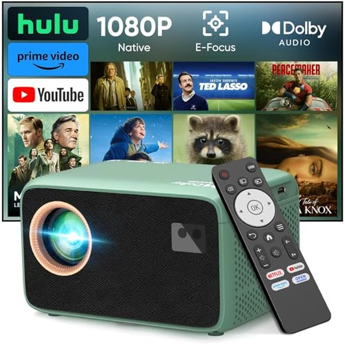 【Netflix Compatible & Dolby Audio】 TMY 4K Smart Projector with Upgraded HiFi Speaker, Real 1080P WiFi 6 Mini Projector with Electric Focus & Auto Keystone, Portable Projecteur for Indoor and Outdoor by TMY - Image 1
