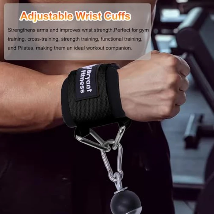 J Bryant Fitness Wrist Cuffs for Cable Machines - Heavy Duty Adjustable Wrist Straps with 7mm Neoprene Padding for Strength Training, Pull Exercises, and Forearm Support (Black, Medium) by J Bryant - Image 5