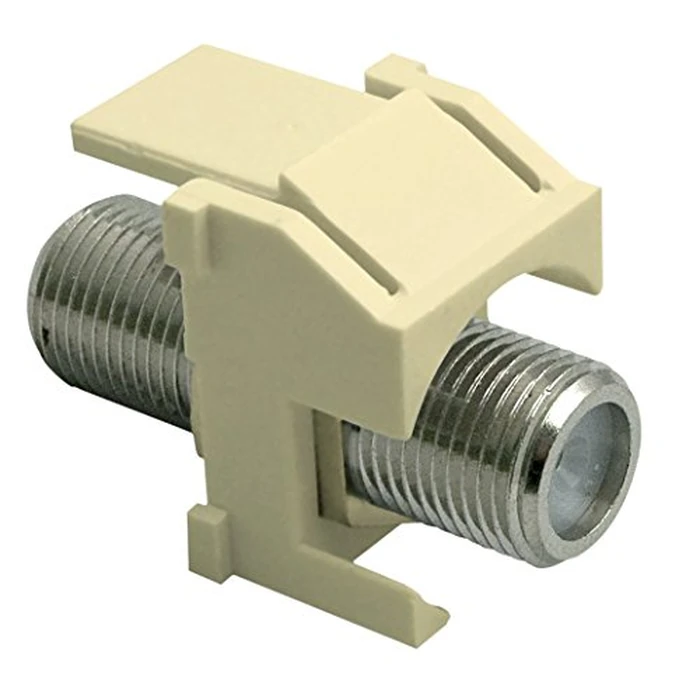 Legrand - OnQ F Keystone Connector, Recessed Keystone Coax Insert, Nickel-Plated 1GHz Keystone F-81 Coupler, Keystone Insert, Light Almond, 10 Count, WP3481LA10 by On-Q - Image 2