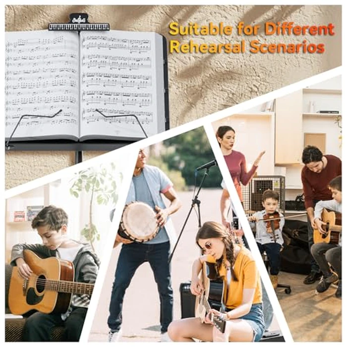 K KASONIC - Dual-Use Folding Sheet Music Stand & Desktop Book Stand with Portable Carrying Bag, Sheet Music Folder & Clip Holder (Black) by K KASONIC - Image 2