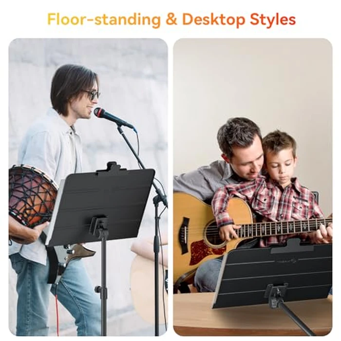 K KASONIC - Dual-Use Folding Sheet Music Stand & Desktop Book Stand with Portable Carrying Bag, Sheet Music Folder & Clip Holder (Black) by K KASONIC - Image 3