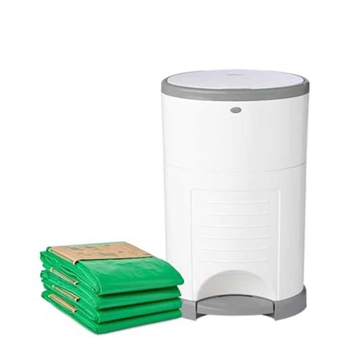 Diaper Dekor Classic Hands-Free Diaper Pail Gift Set | Just Step-Drop-Done | Doesn’t Absorb Odors | Includes 1yr of Refills | Quick Bag Change | 70% Recycled Materials | EKO White by DEKOR - Used - Very Good condition