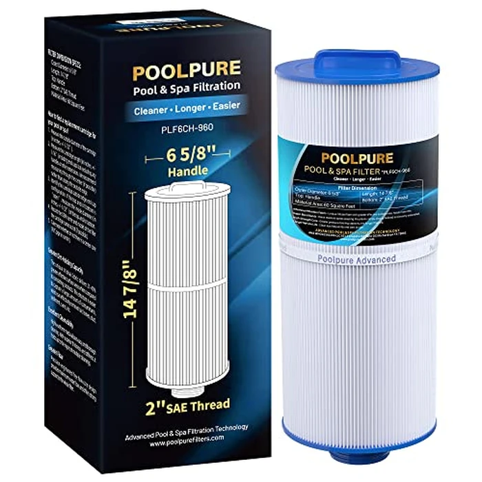 POOLPURE PLF6CH-960 Spa Filter Replaces PJW60TL-F2S, Jacuzzi Filters J-300, J400, Filbur FC-2800, 6540-476, 6540-383, Hot Tub Filter with Closed Handle(Not be Removed) 1PACK by POOLPURE - Used - Like New condition - US$19.82