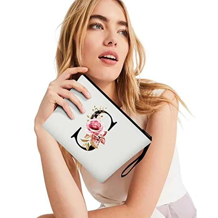 Vavabox A-Z Personalized Makeup Bag, Birthday Gifts for Women Mom, Gifts for Best Friend, Bride Bridesmaid Cosmetic bag (S, White) by Vavabox - Image 6