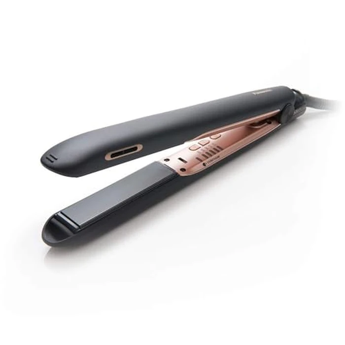 Panasonic nanoe Flat Iron for Healthy, Shiny Hair, Hair Styling Iron with Ceramic Plates and Intuitive Heat Technology, for Straightening, Smoothing and Curling - EH-HS99-K (Black/Rose Gold) by Panasonic - Image 1