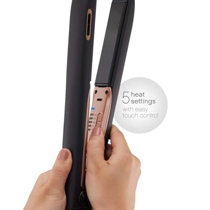 Panasonic nanoe Flat Iron for Healthy, Shiny Hair, Hair Styling Iron with Ceramic Plates and Intuitive Heat Technology, for Straightening, Smoothing and Curling - EH-HS99-K (Black/Rose Gold) by Panasonic - Image 3