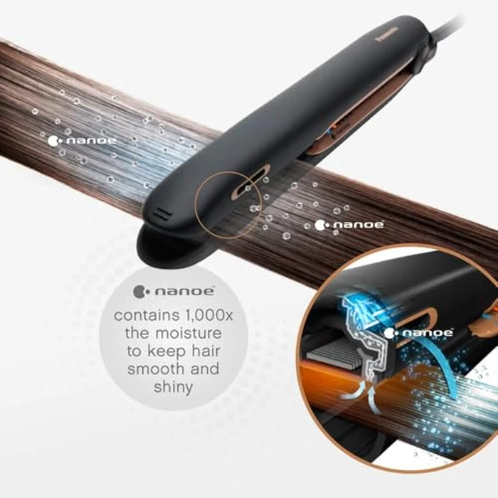 Panasonic nanoe Flat Iron for Healthy, Shiny Hair, Hair Styling Iron with Ceramic Plates and Intuitive Heat Technology, for Straightening, Smoothing and Curling - EH-HS99-K (Black/Rose Gold) by Panasonic - Image 5
